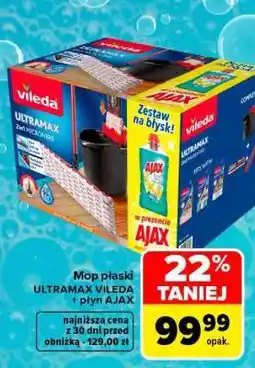 Carrefour Mop płaski ULTRAMAX VILEDA + płyn AJAX oferta