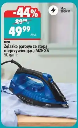 Biedronka MPM Żelazko parowe ze stopą nieprzywierającą MZE-25 oferta