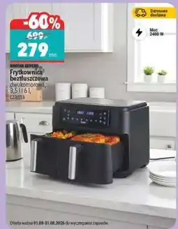 Biedronka Frytkownica beztłuszczowa dwukomorowa, 3,5 l i 6 l, czarna oferta