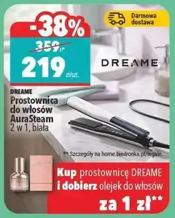 Biedronka DREAME Prostownica do włosów AuraSteam 2 w 1, biała oferta