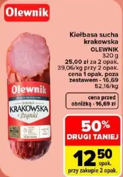 Carrefour Kiełbasa sucha krakowska Olewnik oferta