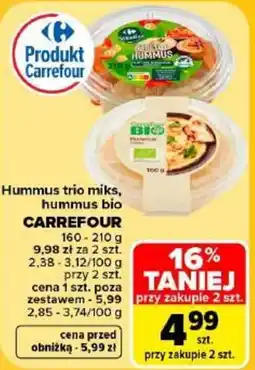 Carrefour Hummus trio miksy, hummus bio CARREFOUR oferta