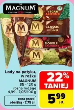 Carrefour Lody na patyku, w rożku MAGNUM oferta