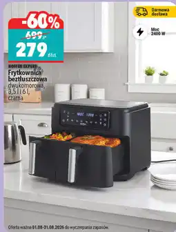 Biedronka Hoffen Expert Frytkownica beztłuszczowa dwukomorowa 3,5 l i 6 l oferta