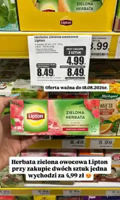 Dino Herbata zielona owocowa Lipton z nutą truskawki i maliny oferta