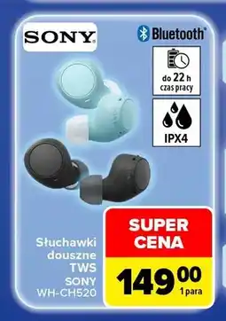 Carrefour Słuchawki douszne Tws Sony WH-CH520 oferta