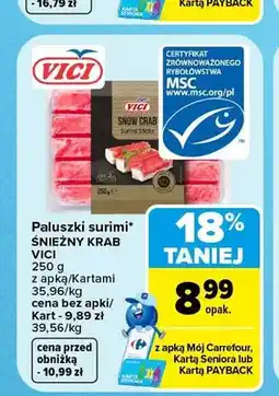 Carrefour Paluszki surimi Śnieżny Krab Vici oferta