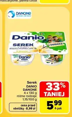 Carrefour Serek homogenizowany Danio 4-pak o smaku waniliowym oferta