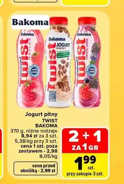 Carrefour Jogurt pitny Bakoma Twist malina oferta