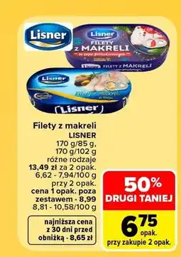 Carrefour Filety z makreli w sosie pomidorowym Lisner oferta