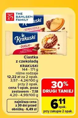 Carrefour Ciastka z czekoladą Krakuski Duelki oferta