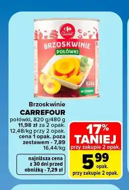 Carrefour Brzoskwinie połówki w syropie Carrefour Classic oferta