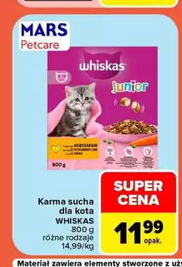 Carrefour Karma sucha dla kota Whiskas Junior oferta