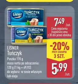 ALDI Tuńczyk w kawałkach w oleju Lisner oferta