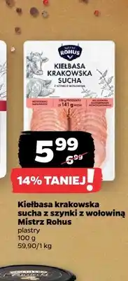 Netto Kiełbasa krakowska sucha z szynki z wołowiną Mistrz Rohus oferta