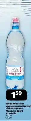 Netto Woda mineralna gazowana wysokomineralizowana niskonasycona Muszyna Sport Krystalia oferta