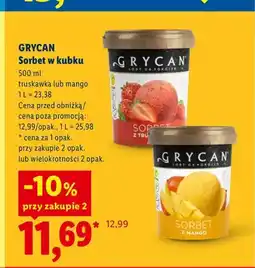 Lidl Sorbet w kubku Grycan truskawka oferta