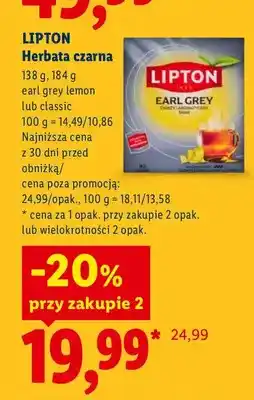 Lidl Herbata czarna Lipton Earl Grey oferta