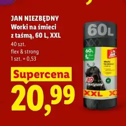 Lidl Worki na śmieci z taśmą Jan Niezbędny 60 l XXL oferta