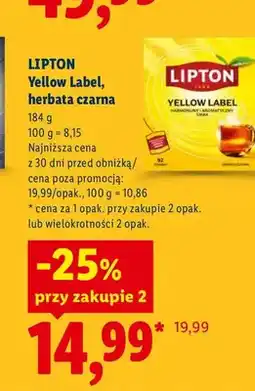 Lidl Herbata czarna Lipton Yellow Label oferta