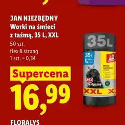 Lidl Worki na śmieci z taśmą Jan Niezbędny 35 l XXL oferta