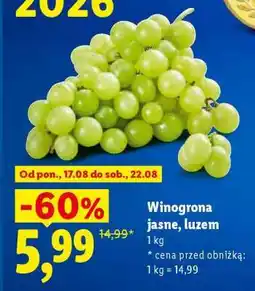 Lidl Winogrona jasne luzem oferta