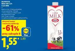 Lidl MLEKOVITA Mleko UHT 3,2% I Love Milk oferta