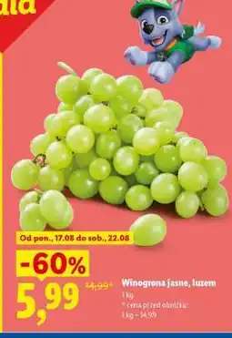 Lidl Winogrona jasne luzem oferta