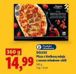 Lidl DELUXE Pizza z kiełbasą nduja z sosem miodowo-chili oferta