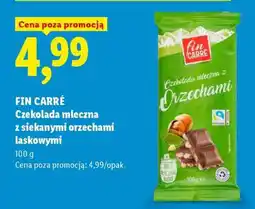 Lidl FIN CARRÉ Czekolada mleczna z siekanymi orzechami laskowymi oferta