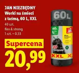 Lidl JAN NIEZBĘDNY Worki na śmieci z taśmą, 60 L, XXL oferta
