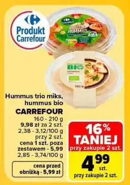 Carrefour Hummus trio miks, hummus bio oferta