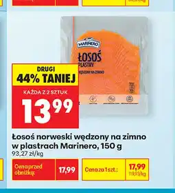 Biedronka Łosoś norweski wędzony na zimno w plastrach Marinero oferta