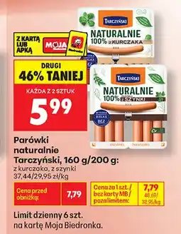Biedronka Parówki naturalnie z szynki Tarczyński oferta