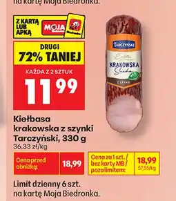 Biedronka Kiełbasa krakowska z szynki Tarczyński oferta