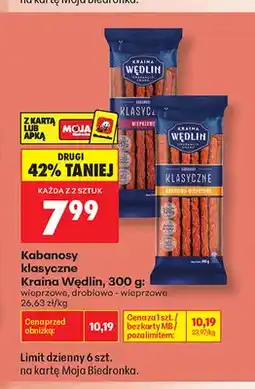 Biedronka Kabanosy klasyczne wieprzowe Kraina Wędlin oferta