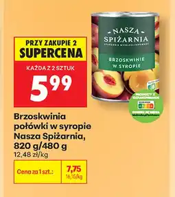 Biedronka Brzoskwinie połówki w syropie Nasza Spiżarnia oferta