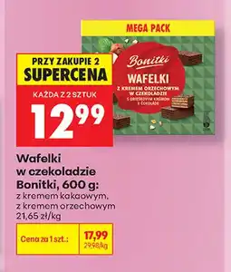 Biedronka Wafelki w czekoladzie Bonitki z kremem orzechowym oferta