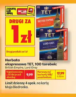 Biedronka Herbata ekspresowa TET Lord Grey oferta