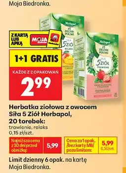 Biedronka Herbatka ziołowa z owocem Siła 5 Ziół Herbapol Relaks oferta