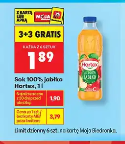 Biedronka Sok jabłko Hortex 100% oferta