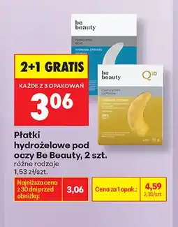Biedronka Płatki hydrożelowe pod oczy Be Beauty Hyaluronic Acid oferta