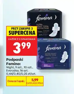 Biedronka Podpaski Femina Night 9 szt oferta