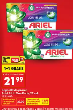 Biedronka Kapsułki do prania Ariel All in One Pods, 22 szt oferta