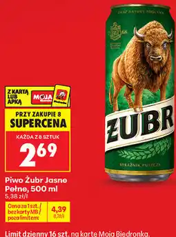 Biedronka Piwo Żubr Jasne Pełne oferta