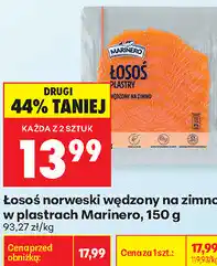 Biedronka Łosoś norweski wędzony na zimno w plastrach Marinero oferta