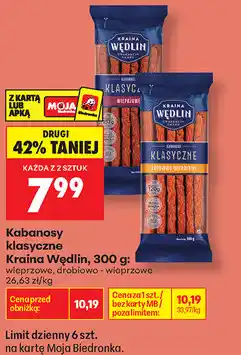 Biedronka Kabanosy klasyczne Kraina Wędlin oferta