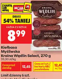 Biedronka Kiełbasa Myśliwska Kraina Wędlin Select oferta