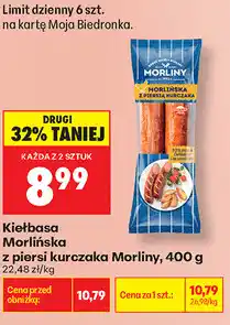 Biedronka Kiełbasa Morlińska z piersi kurczaka Morliny oferta