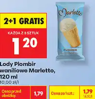 Biedronka Lody Plombir waniliowe Marletto oferta